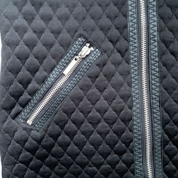 GILI Quilted Jacket Lace Faux Leather Trim Size 4 - Picture 6 of 12